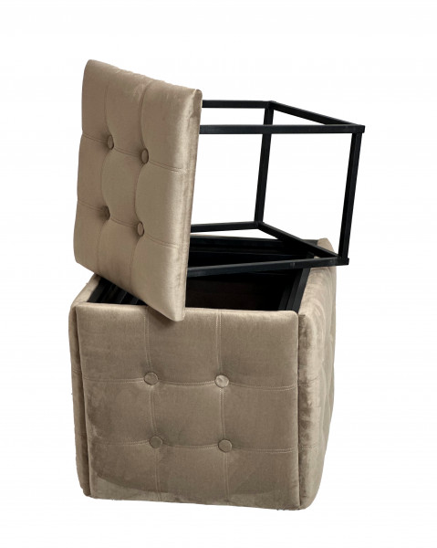 Puf-transformator 5w1 - 5 taboretów w 1 pufie cappuccino velvet 2284 - Galeria zdjęcie 4