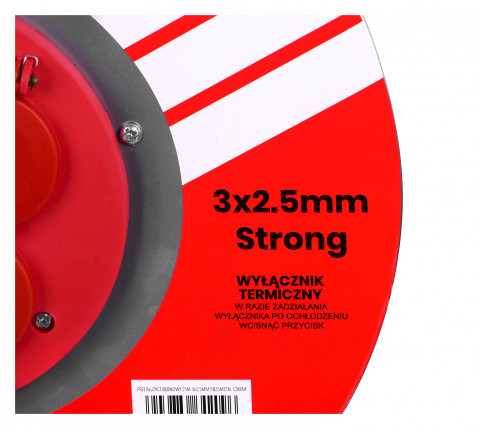 Przedłużacz elektryczny bębnowy 25M VERTEX 3x2,5mm PB25METAL czarny - Galeria zdjęcie 5