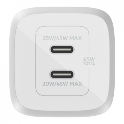 Ładowarka Belkin BoostCharge Pro Dual USB-C PD 3.0 PPS GaN Wall Charger 45W White - Galeria zdjęcie 2
