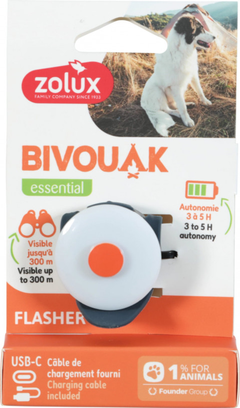 ZOLUX Bivouak Świecąca zawieszka do obroży LED USB niebieska - 8,9x3,7x1,9cm - Galeria zdjęcie 1