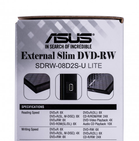 DVD-REC ASUS SDRW-08D2S-U LITE USB SLIM CZARNY BOX - Galeria zdjęcie 10