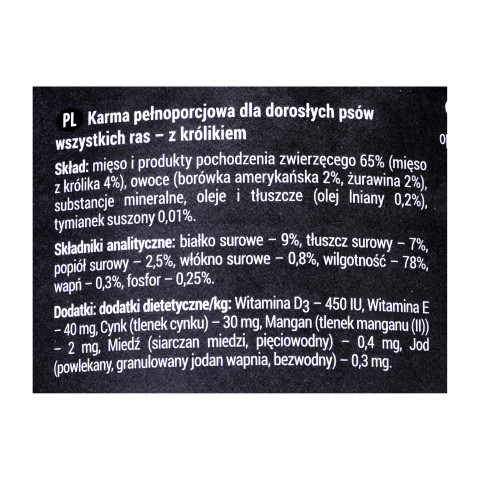DOLINA NOTECI Rafi z królikiem, żurawiną i borówką - mokra karma dla psa - 400 g - Galeria zdjęcie 2
