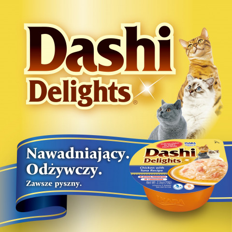 INABA Dashi Delights Kurczak z tuńczykiem i przegrzebkami w bulionie - przysmak dla kota - 70 g - Galeria zdjęcie 2