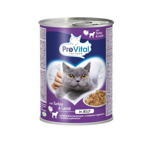 PREVITAL - Z jagnięciną i indykiem w galaretce - Pełnoporcjowa karma dla dorosłych kotów - 24x415g - Galeria zdjęcie 2