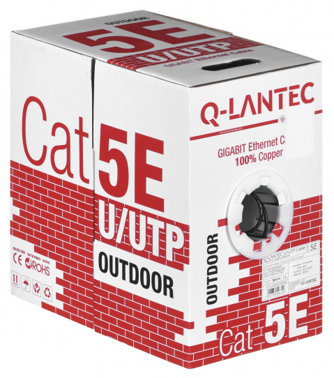 Q-LANTEC kabel UTP zewnętrzny suchy 4PR kat.5e PVC 305m, czarny, miedziany - Galeria zdjęcie 1