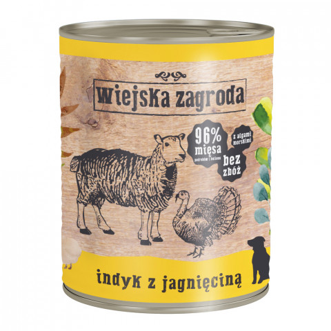 WIEJSKA ZAGRODA Indyk z jagnięciną – mokra karma dla psa - 800g - Galeria zdjęcie 1