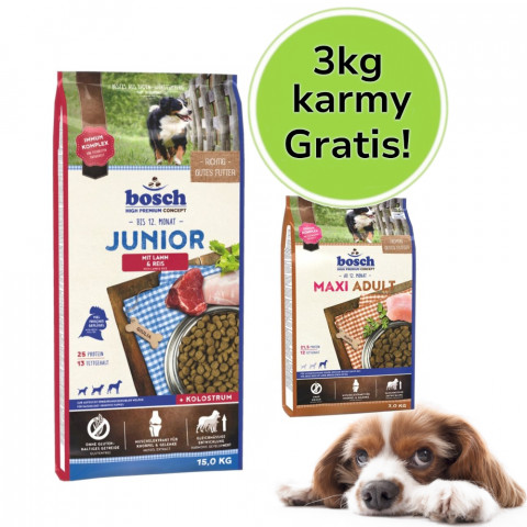 BOSCH Junior Lamb & Rice - sucha karma dla psa - 15 kg + 3 kg karmy Gratis! - Galeria zdjęcie 1