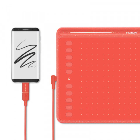 Tablet graficzny Huion HS611 Red - Galeria zdjęcie 2