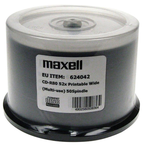 MAXELL CD-R 700MB 50 szt.t 52x80 min, spindel, płyta do nadruku - Galeria zdjęcie 1