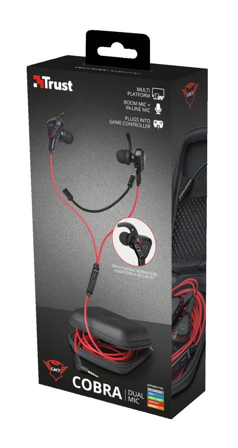 Słuchawki z mikrofonem TRUST GXT 408 Cobra czarno-czerwony (23029) - Galeria zdjęcie 6