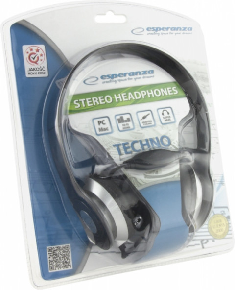 ESPERANZA SŁUCHAWKI AUDIO STEREO CZARNE TECHNO - Galeria zdjęcie 3