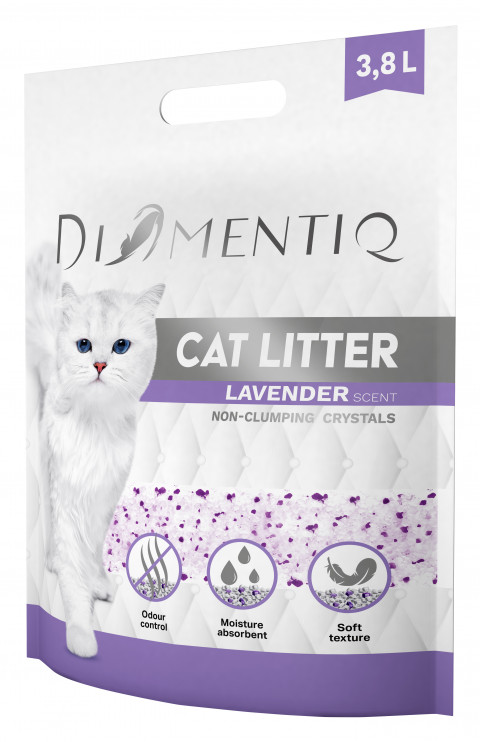 DIAMENTIQ Żwirek Lavender Silikonowy, Niezbrylający się dla kota - 8x3,8 l - Galeria zdjęcie 5