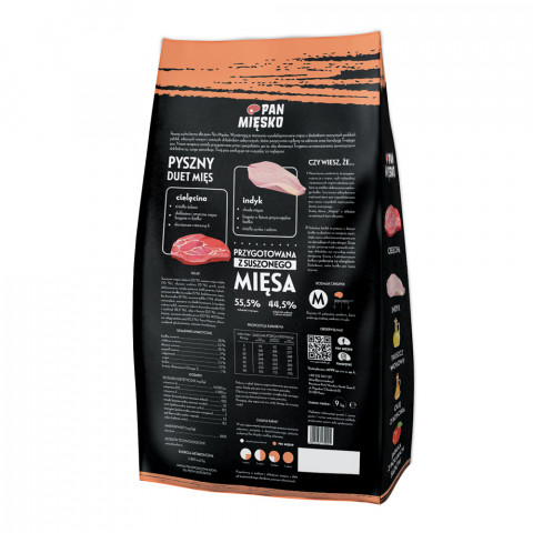PAN MIĘSKO Cielęcina z indykiem M - sucha karma dla psa - 9kg - Galeria zdjęcie 2