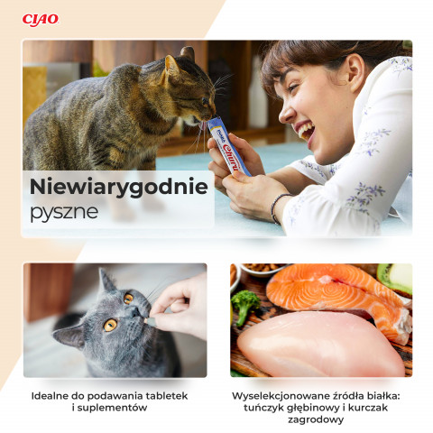 INABA CAT CHURU VARIETIES - kurczak - przysmak dla kota 60 x 14 g - Galeria zdjęcie 2