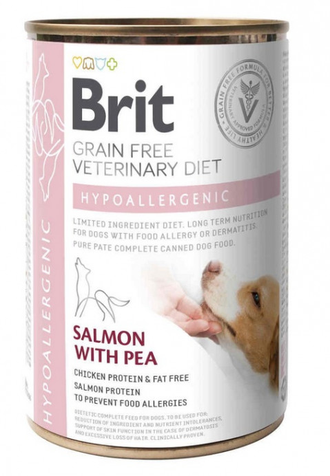 BRIT Grain Free Vet Diets Dog Hypoallergenic Łosoś & Groszek - mokra karma dla psa - 6x400 g - Galeria zdjęcie 2