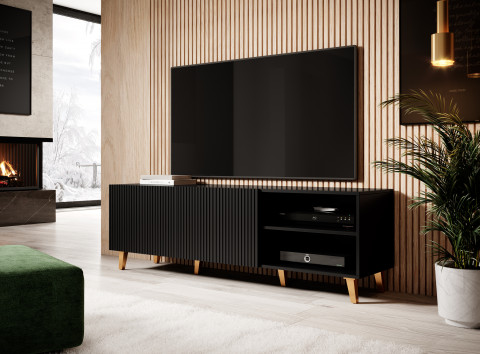 Szafka RTV PAFOS 150x40x52 czarny mat - Galeria zdjęcie 6