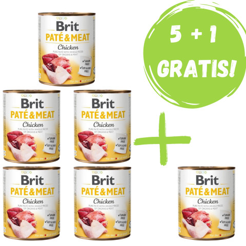 BRIT Paté & Meat z Kurczakiem - mokra karma dla psa - 5x800g + 800g GRATIS! - Galeria zdjęcie 1