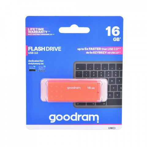 GOODRAM FLASHDRIVE 16GB UME3 USB 3.0 ORANGE - Galeria zdjęcie 1