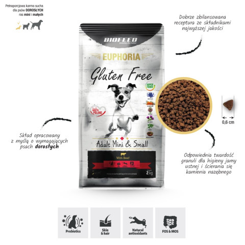 BIOFEED Euphoria Gluten Free Adult mini & small Wołowina - sucha karma dla psa - 12 kg - Galeria zdjęcie 3