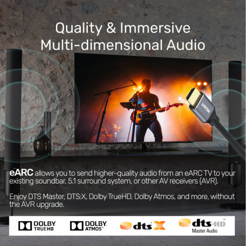 UNITEK KABEL HDMI 2.1, 8K 60HZ, 4K 120HZ, 5M,C140W - Galeria zdjęcie 12