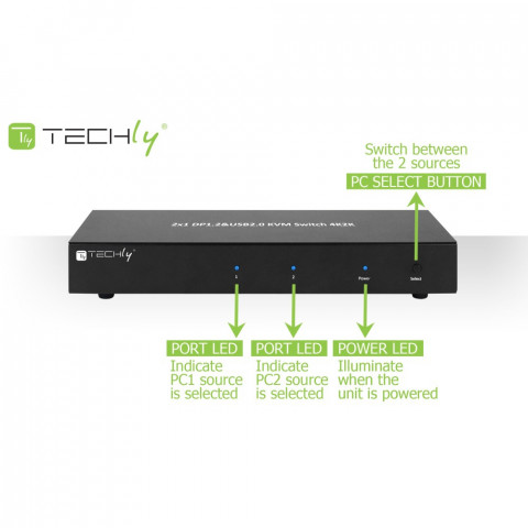 TECHLY PRZEŁĄCZNIK KVM DISPLAYPORT/USB 2X1 DUAL HE - Galeria zdjęcie 7