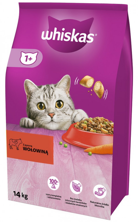 WHISKAS z Pyszną Wołowiną - sucha karma dla kota powyżej 1 roku życia - 14 kg - Galeria zdjęcie 1