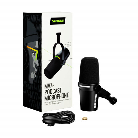 Shure MV7+-K - Mikrofon lektorski/wokalny ze złączem XLR/USB-C Czarny - Galeria zdjęcie 5