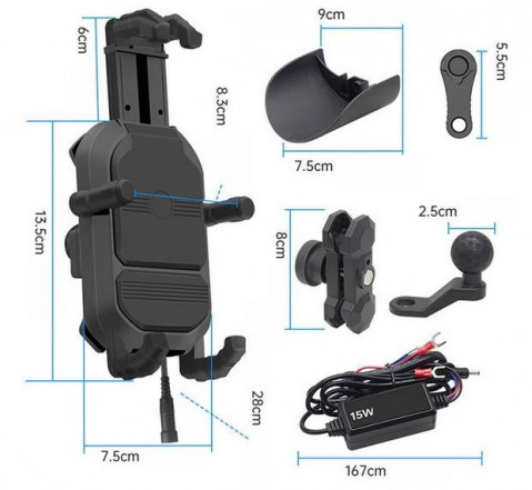 Uchwyt na telefon i ładowarka indukcyjna FreedConn MC29 15W + USB - Galeria zdjęcie 9