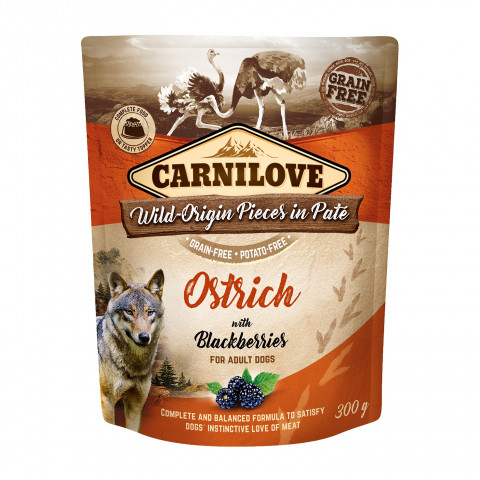 CARNILOVE Dog Pouch Ostrich & blackberries - mokra karma dla psa - 400g - Galeria zdjęcie 1