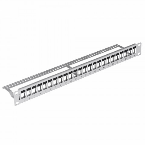 LANBERG PATCH PANEL PUSTY 19" 24PORT 1U SZARY - Galeria zdjęcie 1
