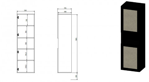 Witryna JUTA 50x39,5x190 czarny + linol calabria - Galeria zdjęcie 4