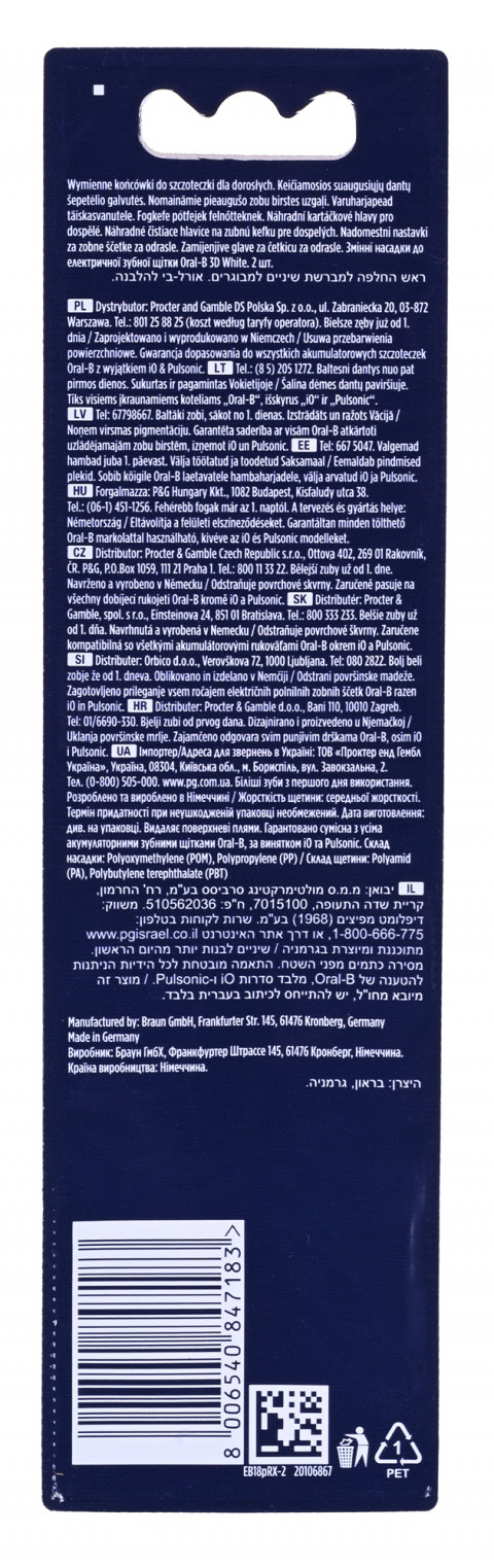 Braun Końcówki Oral-B EB18-2 pRX 3D White 2 szt. - Galeria zdjęcie 4