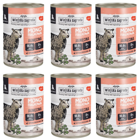 WIEJSKA ZAGRODA Szczenięta Monobiałkowa Jagnięcina - mokra karma dla psa - 6x400g - Galeria zdjęcie 1