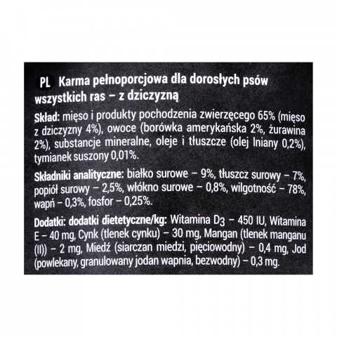 DOLINA NOTECI Rafi z dziczyzną, żurawiną i borówką - mokra karma dla psa - 400 g - Galeria zdjęcie 2