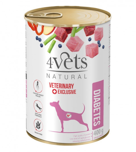 4VETS Natural Diabetes Dog - mokra karma dla psa - 400 g - Galeria zdjęcie 1