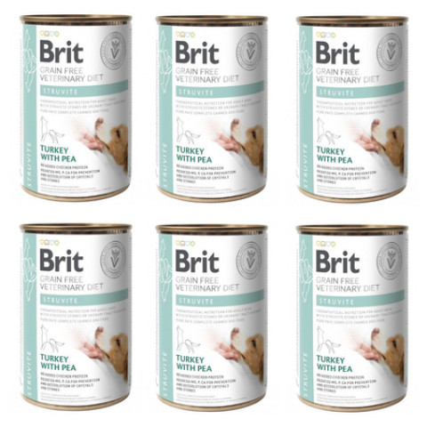 BRIT Grain Free Vet Diets Dog Struvite Indyk & Groszek - mokra karma dla psa - 6x400 g - Galeria zdjęcie 1