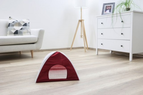 KERBL Namiot Tipi Składany czerwono-biały - zakryte legowisko dla kota i psa - 40x40x35 cm - Galeria zdjęcie 2