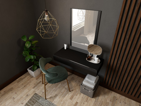 Toaletka z lustrem PAFOS 80x41,6x100 czarny mat - Galeria zdjęcie 5