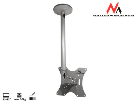 MACLEAN UCHWYT DO TELEWIZORA SUFITOWY 23-42" 50 - 85 CM 30KG MC-504 B SREBRNY TV - Galeria zdjęcie 2