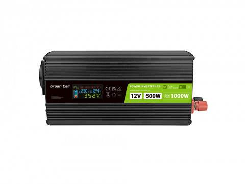 GREEN CELL PRZETWORNICA LCD 12V 500W/1000W SINUS - Galeria zdjęcie 4