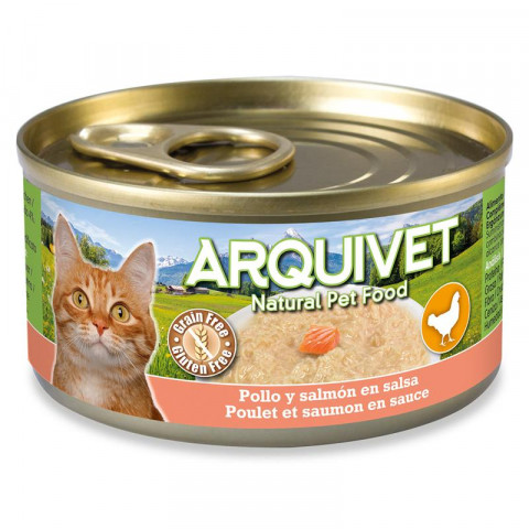 ARQUIVET Kurczak w sosie z łososiem - mokra karma dla kota - 80g - Galeria zdjęcie 1