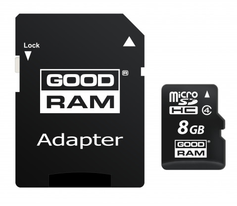 Karta pamięci Goodram micro SDHC 8GB Class 4 +adapter - Galeria zdjęcie 1