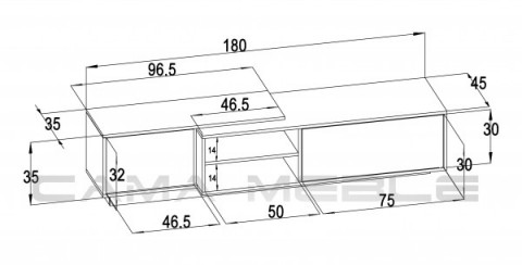 Szafka RTV SIGMA1 180 czarny/czarny połysk - Galeria zdjęcie 3