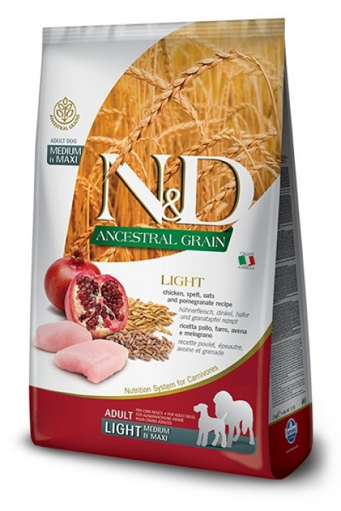 FARMINA N&D Ancestral Grain Chicken & Pomegranate Light Medium & Maxi - sucha karma dla psa - 12kg - Galeria zdjęcie 1