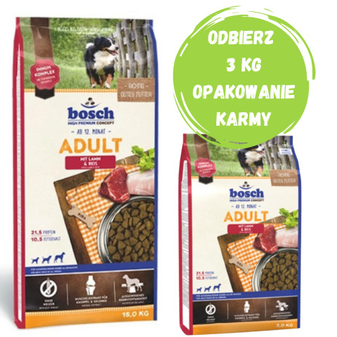BOSCH Adult Lamb & Rice - sucha karma dla psa - 15kg + 3 kg za 1zł - Galeria zdjęcie 1