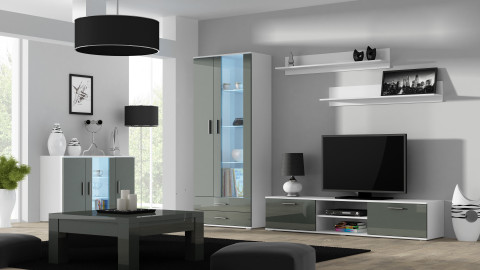 Szafka RTV SOHO 180 biały/ szary połysk - Galeria zdjęcie 3