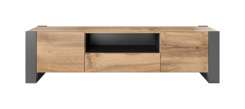 Szafka RTV WOOD 180/44/48 dąb wotan + antracyt - Galeria zdjęcie 1