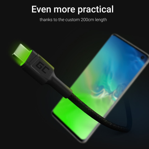 GREEN CELL KABEL KABGC13 USB-USB-C 2M OPLOT LED - Galeria zdjęcie 4