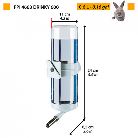 FERPLAST DRINKY 4663 LARGE - pojnik automatyczny dla gryzoni - 600 ml - Galeria zdjęcie 2