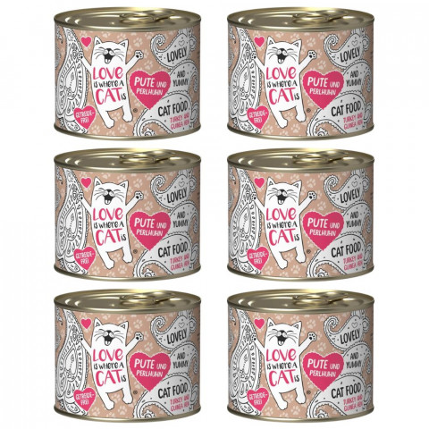 LOVE IS WHERE A CAT IS Indyk z perliczką - mokra karma dla kota - 6x200g - Galeria zdjęcie 1